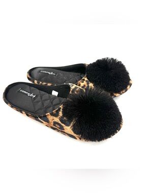 Animal Print Slipper Leopard Flip Flops Slip On Shoes Flat Home Velvet Slides